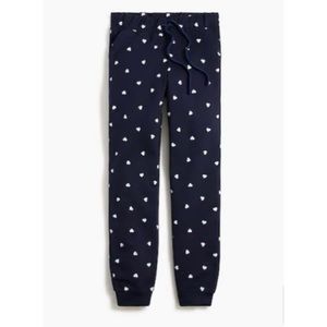 J Crew mini hearts jogger pant in antique navy NWT